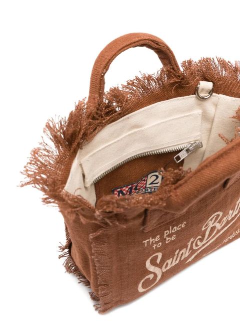 MC2 Saint Barth mini Vanity linen frayed shoulder bag - Brown