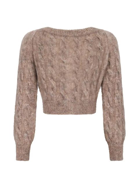 Alessandra Rich sequin cable-knit cardigan - Neutrals - zdjęcie produktu nr 2