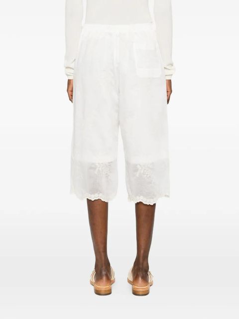 OUR LEGACY Frill buttoned floral shorts - White