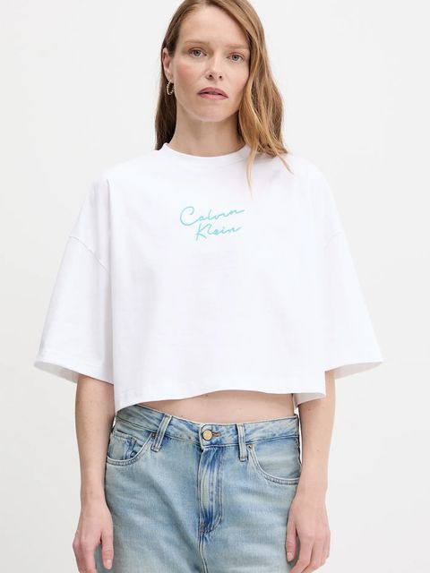Calvin Klein Jeans t-shirt bawełniany damski kolor biały LV047C202G - zdjęcie produktu nr 1