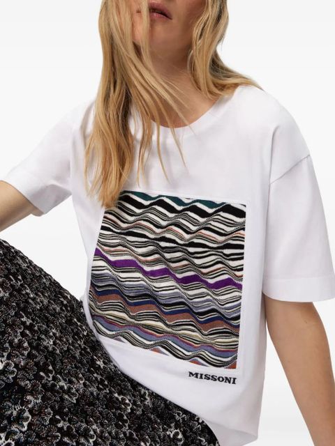 Missoni wave-pattern box-applique T-shirt - White