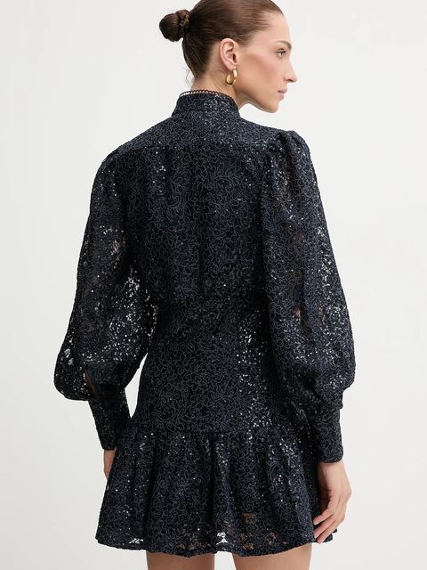 Bardot sukienka kolor granatowy mini rozkloszowana 58421DB4