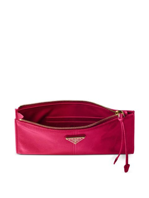 Prada enamelled triangle leather wallet - Pink