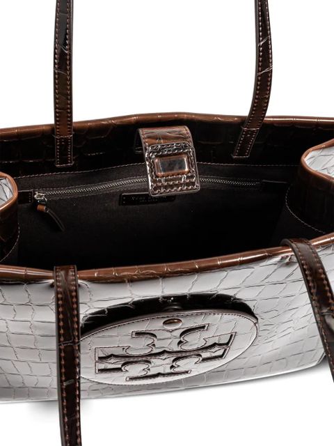 Tory Burch croc-embossed logo-detail tote bag - Brown