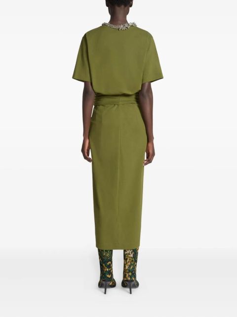 DRIES VAN NOTEN knotted jersey midi skirt - Green