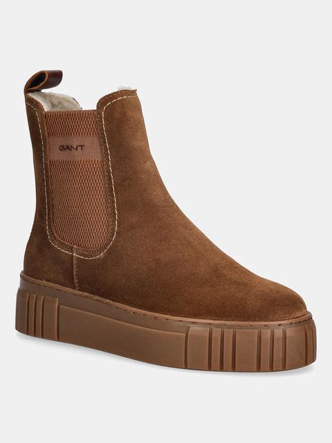 Gant sztyblety zamszowe Snowmont damskie kolor brązowy na platformie ocieplone 31553098 - zdjęcie produktu nr 1