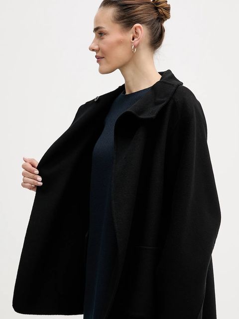 Tommy Hilfiger płaszcz z dodatkiem wełny kolor czarny WW0WW47758