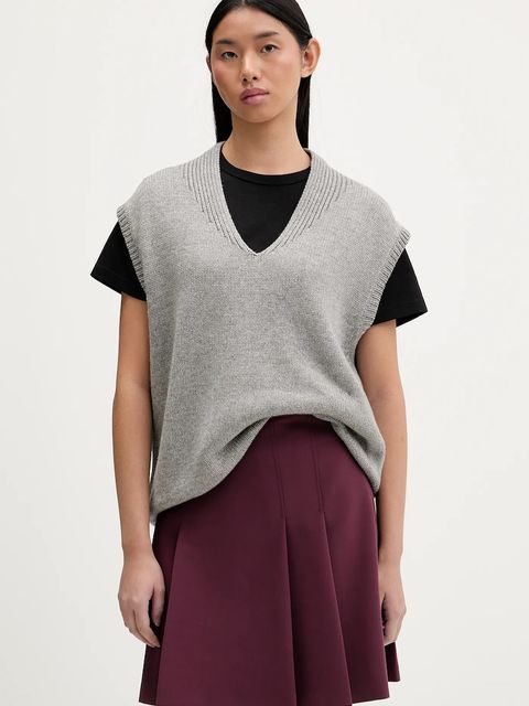 HUGO kamizelka z domieszką kaszmiru damskie kolor szary 50554059 - zdjęcie produktu nr 1