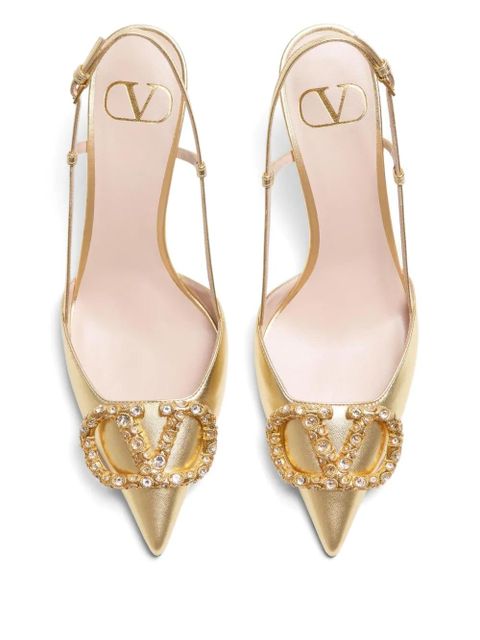 Valentino Garavani 80mm VLogo Signature slingback pumps - Gold
