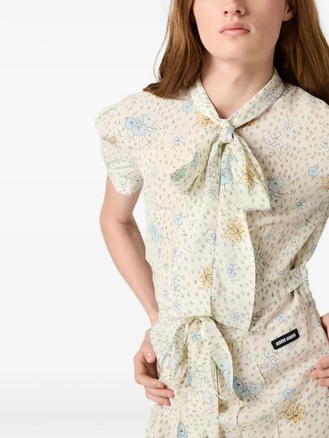 Miu Miu long crêpe de chine dress - Neutrals - zdjęcie produktu nr 1