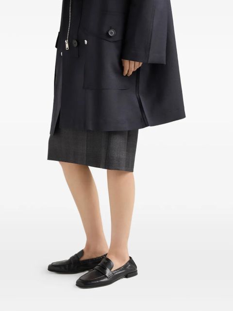 Prada single-breasted kid mohair and re-nylon coat - Blue