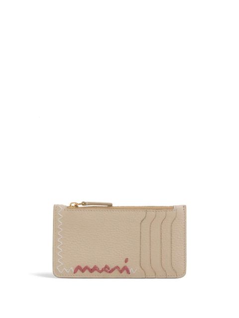Marni logo-embroidered wallet - Neutrals - zdjęcie produktu nr 1