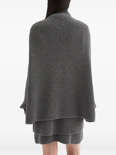 Jil Sander high-neck ribbed cape - Grey