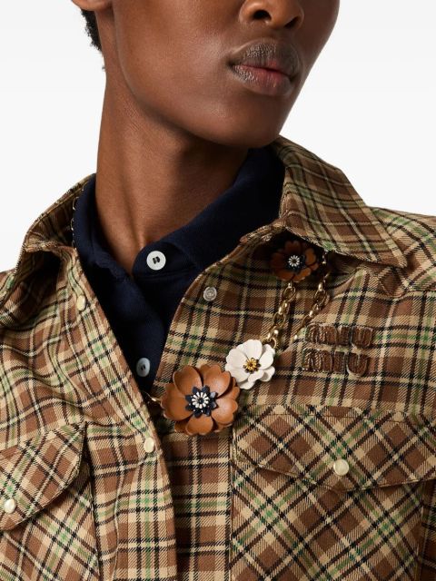 Miu Miu plaid snap-fastening shirt - Brown