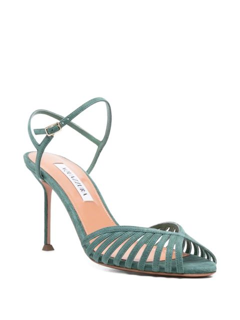 Aquazzura caged-strap suede sandals - Green - zdjęcie produktu nr 2