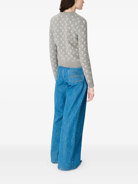 Marine Serre moon-jacquard cardigan - Grey