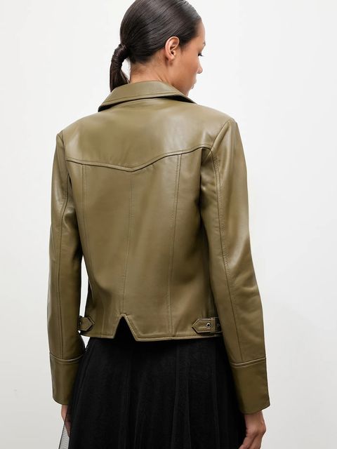 Answear.LAB ramoneska skórzana kolor zielony przejściowa - zdjęcie produktu nr 2