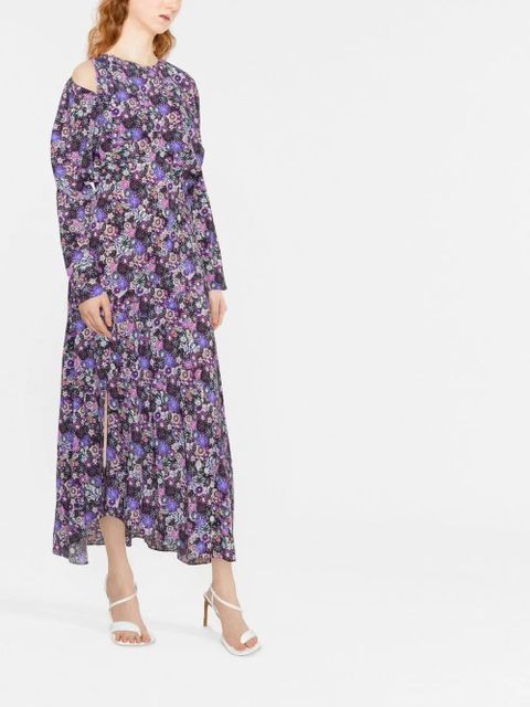 ISABEL MARANT floral-print long-sleeve maxi dress - Purple