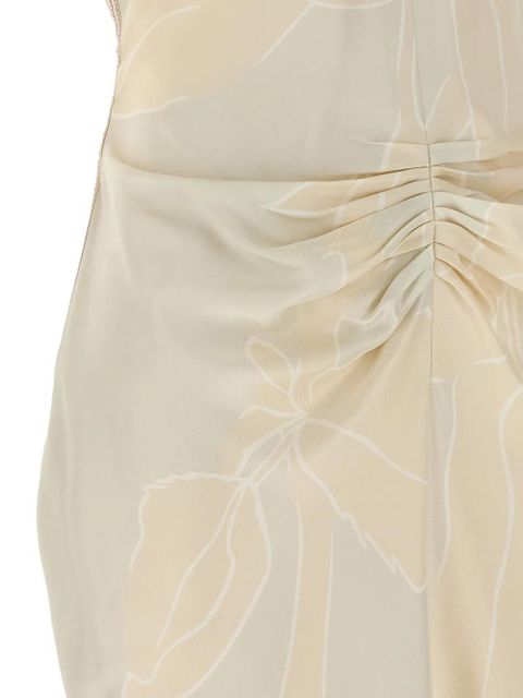 Victoria Beckham gathered-waist printed midi dress - Neutrals