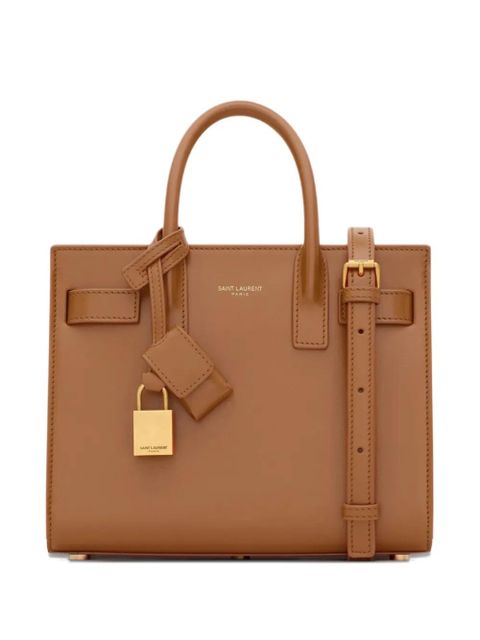 Saint Laurent Sac de Jour nano leather padlock tote bag - Brown