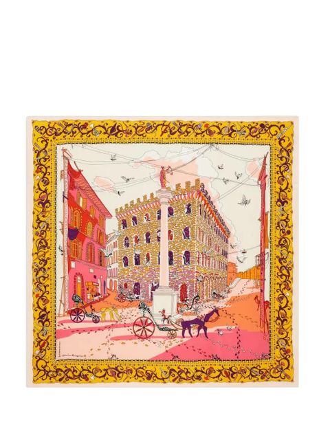 Ferragamo Palazzo Spini Feroni print silk scarf - Yellow - zdjęcie produktu nr 1