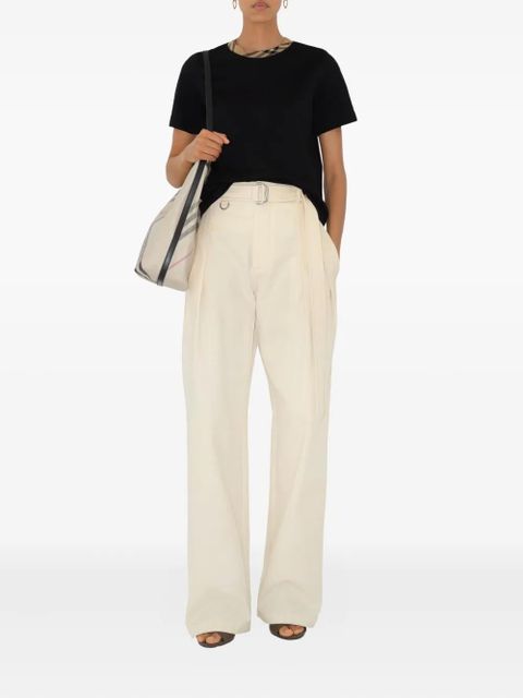 Burberry checked-trim T-shirt - Black