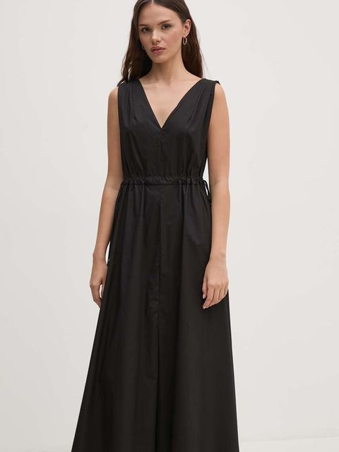 Sandro Ferrone sukienka bawełniana kolor czarny midi rozkloszowana SFS7XBDMADA - zdjęcie produktu nr 1