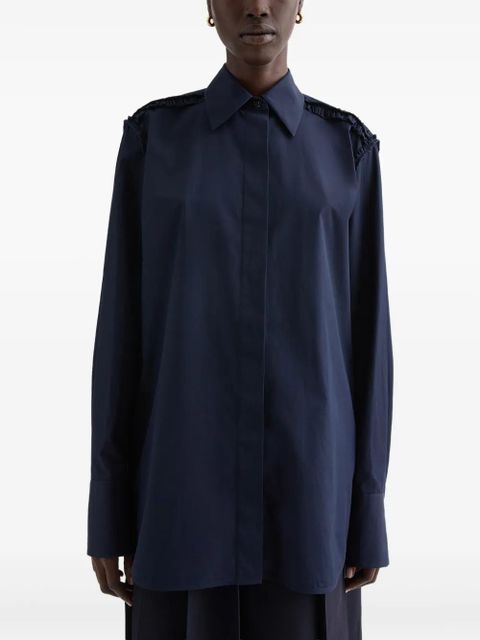 Jil Sander ruffled-detail cotton-poplin shirt - Blue - zdjęcie produktu nr 2