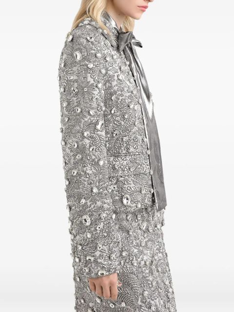 Dolce & Gabbana floral-jacquard single-breasted jacket - Silver