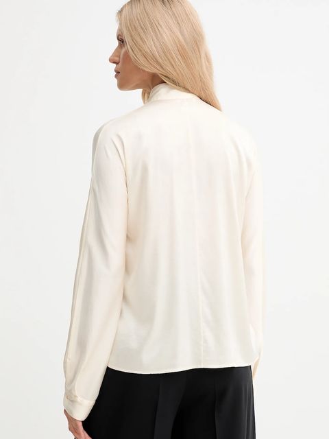 Forte Forte koszula jedwabna damska kolor beżowy relaxed z wiązanym dekoltem 14076.my.shirt