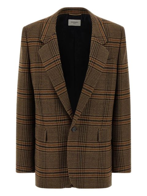 Saint Laurent Prince of Wales-check blazer - Brown - zdjęcie produktu nr 1