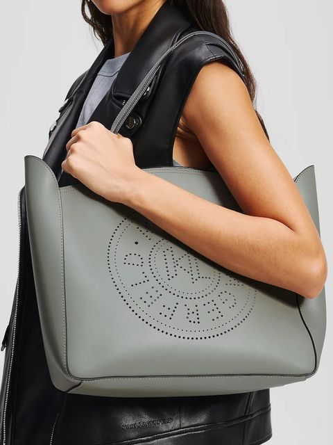 Karl Lagerfeld torebka skórzana K/CIRCLE kolor szary A3W30043 - zdjęcie produktu nr 2