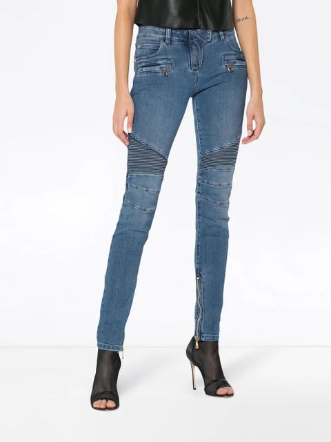 Balmain Blue Moto Skinny Jeans