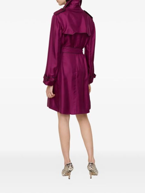 Burberry long silk Foxfield trench coat - Purple
