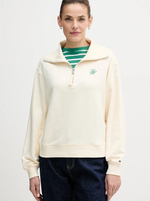 Tommy Hilfiger bluza damska kolor beżowy z aplikacją WW0WW49470 - zdjęcie produktu nr 1