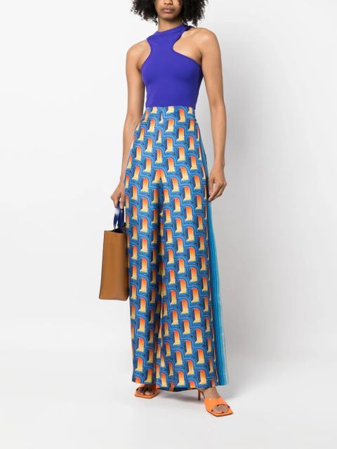 Casablanca L'Arche De Nuit-print silk palazzo trousers - Blue - zdjęcie produktu nr 2