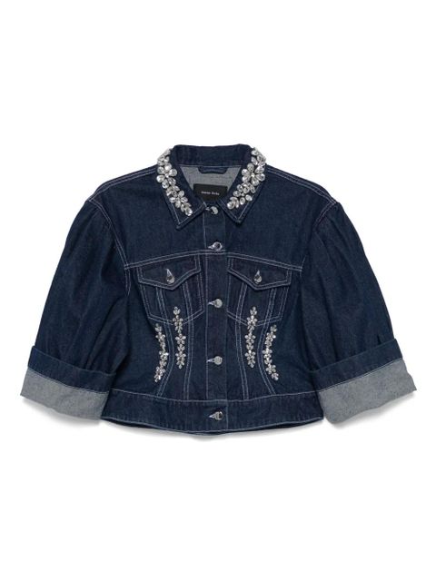 Simone Rocha crystal-embellished denim jacket - Blue - zdjęcie produktu nr 1