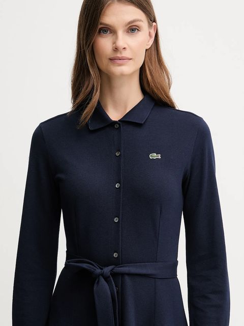 Lacoste sukienka bawełniana kolor granatowy mini rozkloszowana EF5299