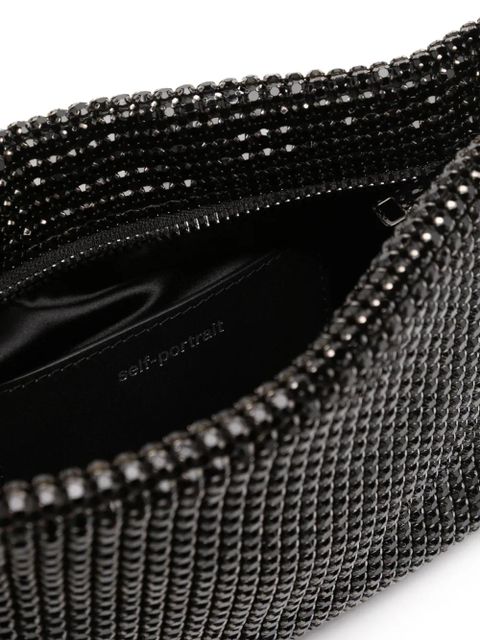 Self-Portrait small Diamante shoulder bag - Black