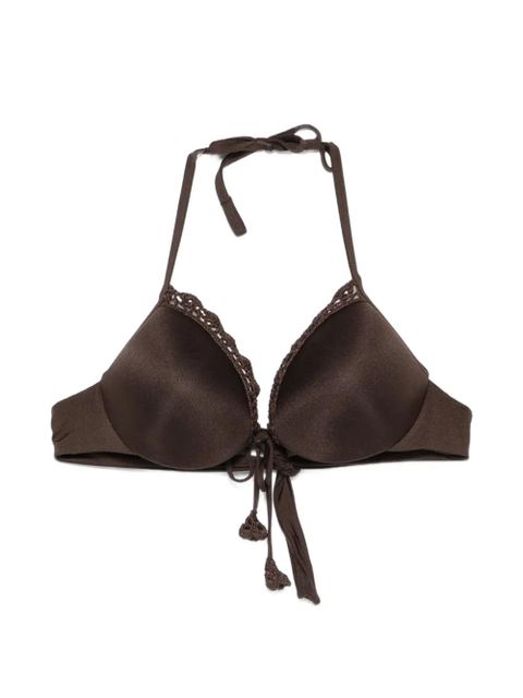 TWINSET crochet-trim halterneck bikini top - Brown - zdjęcie produktu nr 1