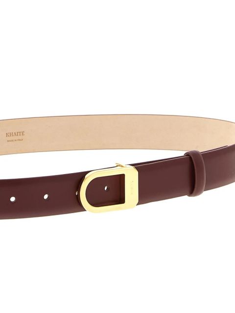 KHAITE smooth saddle leather belt - Brown