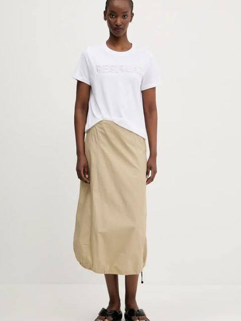 Desigual t-shirt bawełniany BRANDY damski kolor biały 25SWTK17