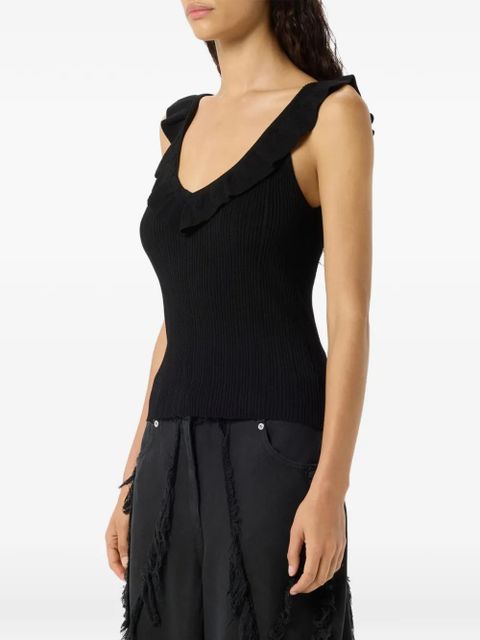 Blumarine ruffled V-neck tank top - Black