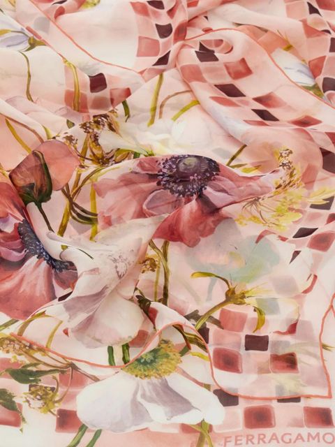 Ferragamo Fiori-print silk scarf - Pink - zdjęcie produktu nr 2