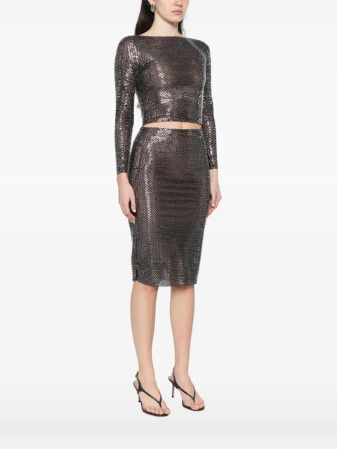 Self-Portrait embellished long-sleeved blouse - Black