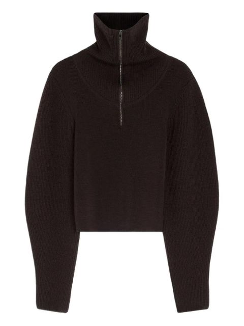 LEMAIRE ribbed half-zip sweater - Brown - zdjęcie produktu nr 1