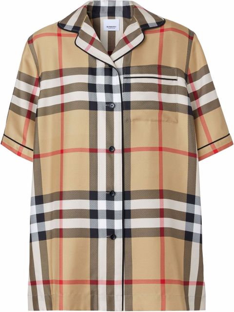 Burberry Vintage Check silk pajama shirt - Neutrals - zdjęcie produktu nr 1