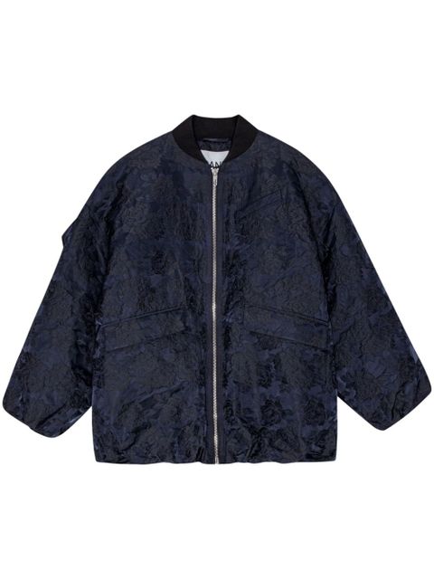 GANNI jacquard zip-up bomber jacket - Blue