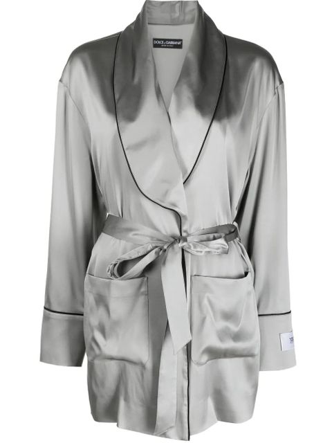 Dolce & Gabbana belted satin jacket - Grey - zdjęcie produktu nr 1
