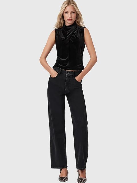 AllSaints bluzka damska kolor czarny gładka W012PZ